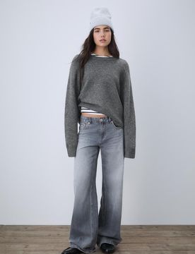 Basic-Pullover aus Soft-Strick Graumeliert L