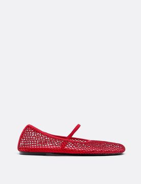 Mesh-Ballerinas mit Riemen ROT 41