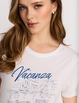 T-shirt in cotone con stampa - bianco
