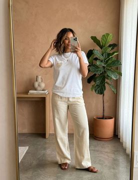 T-shirt in cotone ricamata - bianco