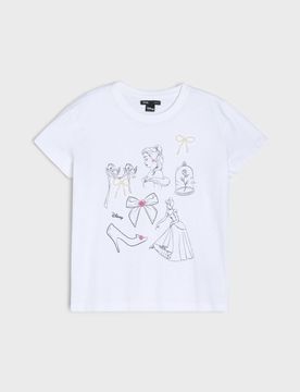 T-shirt in cotone con stampa Cinderella - bianco