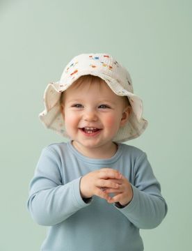 Bucket hat in cotone con motivo floreale - giallo chiaro