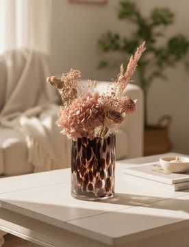 Vaso in vetro con motivo - maroon