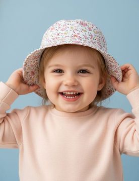 Bucket hat in cotone con motivo floreale - multicolor