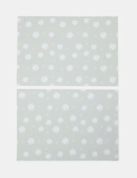 Tovagliette con motivo floreale, set da 2 - verde pallido
