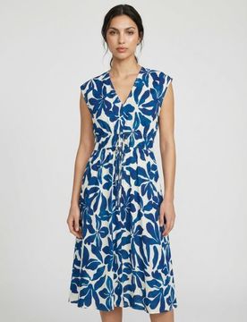 Abito midi in viscosa con stampa floreale - multicolor