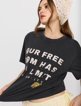 T-shirt in cotone con stampa S.W.Smiley® - viola acciaio