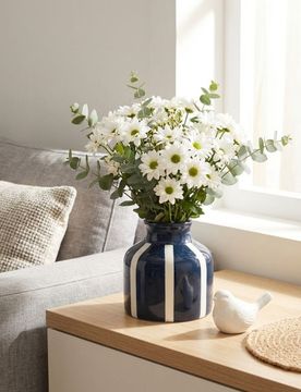 Vaso in ceramica a righe - blu