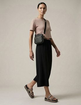 Pantaloni culotte con tasche - nero
