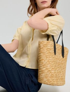 Borsa tote intrecciata a spalla - beige
