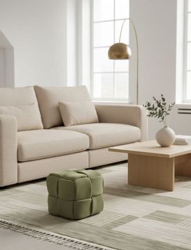 Pouf cubo con cuciture decorative - verde chiaro