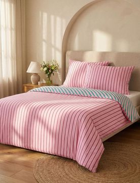Completo di biancheria da letto double face a righe - multicolor