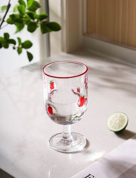 Bicchiere con motivo di frutta - rosso