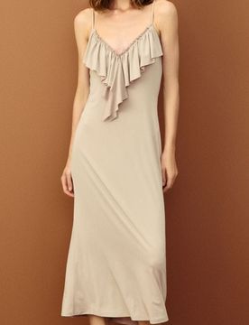 Vestito midi con spalline - nude