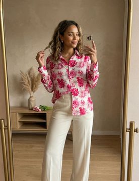 Camicia in viscosa con stampa floreale - multicolor