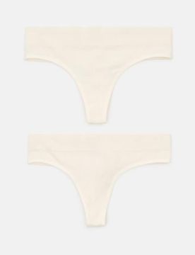 Tanga a coste 2-pack - bianco