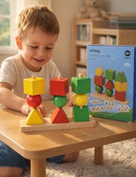 Blocchi educativi in legno a forma di colonne - multicolor