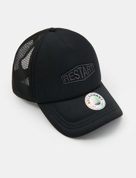 Cappellino con visiera e ricamo - nero