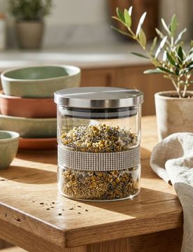 Barattolo per alimenti con cristalli - argento