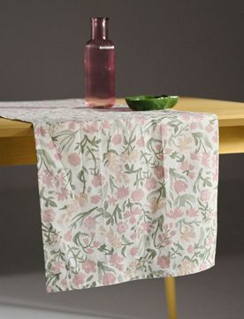 Runner da tavola in cotone con motivo floreale - multicolor