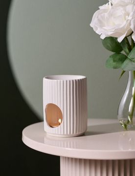 Bruciatore per aromi in ceramica con scanalature - bianco