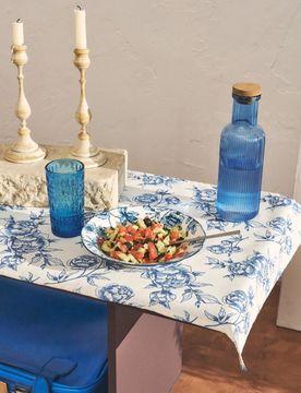Runner da tavola con motivo floreale - blu