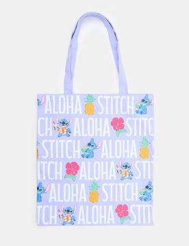 Borsa shopper in tessuto con stampa Stitch - blu pallido