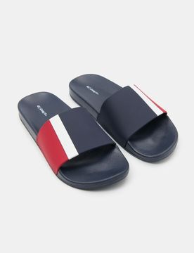 Ciabatte con fascia a contrasto - blu scuro