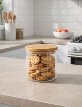 Contenitore per alimenti in vetro con coperchio in bambù - clear