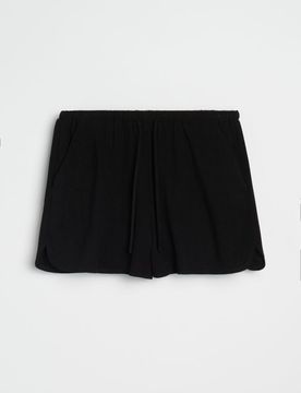 Shorts in viscosa con lino - nero