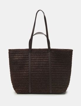 Borsa shopper intrecciata da spalla - marrone scuro