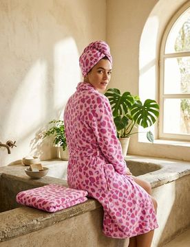 Set: Accappatoio, asciugamano e asciugamano per capelli - orchidea