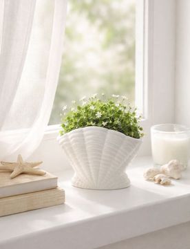 Vaso a forma di conchiglia - verde pallido