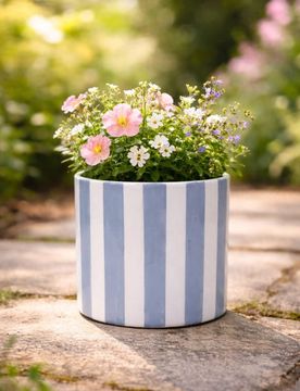 Vaso in ceramica a righe - multicolor