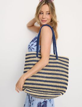 Grande borsa a spalla intrecciata - multicolor