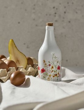 Bottiglia per olio d'oliva con motivo floreale - multicolor
