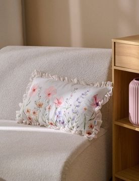 Cuscino decorativo con fiori - panna