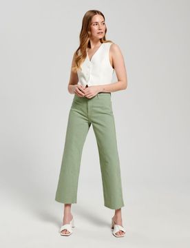 Jeans cropped high waist - verde