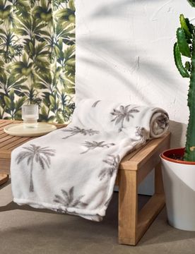 Coperta con motivo di palme - beige
