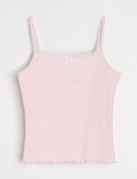 Top a costine con spalline - rosa