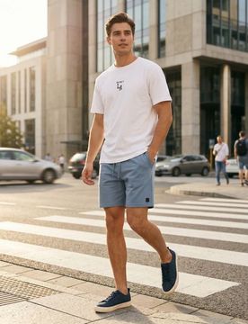 Pantaloncini sportivi con cordino - azzurro