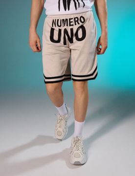 Pantaloncini con scritta Numero Uno - panna