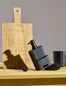 Dispenser per sapone rigato con porta spugna - nero