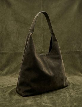 Borsa hobo in similcamoscio - khaki