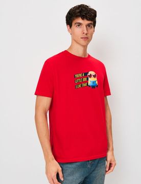 T-shirt in cotone con stampa Minions - rosso