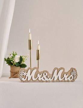 Decorazione nuziale con scritta Mr & Mrs - beige