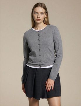 Cardigan con miscela di lana e viscosa - grigio medio