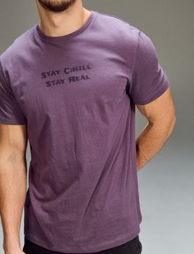 T-shirt in cotone con stampa - viola