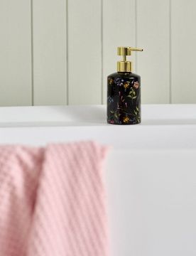 Dispenser per sapone con motivo floreale - nero