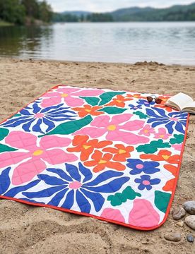 Coperta da picnic con motivo fruttato e floreale - arancione chiaro